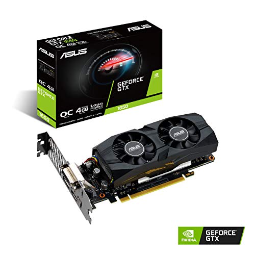 ASUS GTX 1650-O4G-LP-BRK - Tarjeta gráfica (NVIDIA GeForce GTX 1650, 4 GB, GDDR 5, 128 bit, 896 Cuda Núcleos, 1710 MHz, HDMI, DisplayPort, DVI, PCI Express 3.0 x 16)