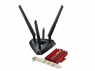 ASUS PCE-AC68 - Tarjeta de red (WiFi PCI-E, doble banda, 3T3R, base externa con antenas), Negro