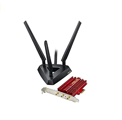 ASUS PCE-AC68 - Tarjeta de red (WiFi PCI-E, doble banda, 3T3R, base externa con antenas), Negro