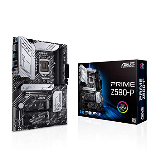 ASUS PRIME Z590-P - Placa base (Intel Z590, LGA 1200, ATX VRM de 11 fases DrMOS, PCIe 4.0, 3 M.2, HDMI, DisplayPort, SATA 6 GBps, Intel 2.5 GB Ethernet, USB 3.2 Gen. 2x2 tipo C frontal y Aura Sync)