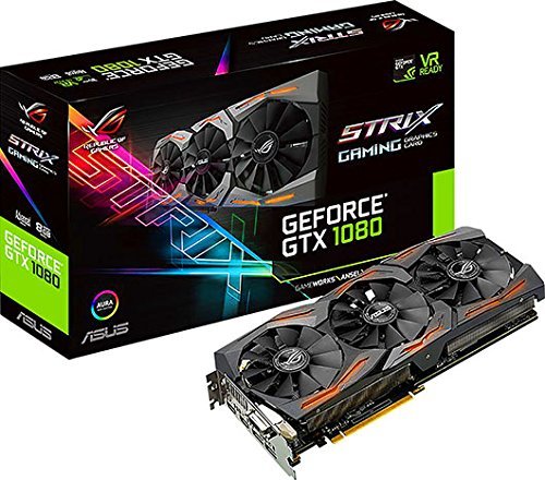 ASUS STRIX-GTX1080-A8G-GAMING - Tarjeta gráfica (Strix, NVIDIA GeForce GTX 1080, 8 GB, GDDR5X, DVI, HDMI, DP) Color Negro (Reacondicionado)