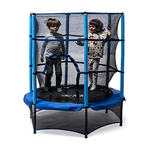 ATAA Cama elástica Infantil 140 - Azul trampolín con una Zona de Salto de 140 centímetros, Red de Seguridad y Almohadillas de protección.