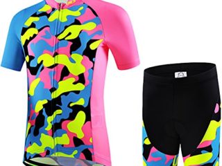 Ateid - Maillot de ciclismo para niños, manga corta, con pantalón, color Tarnung Rosa, tamaño 146