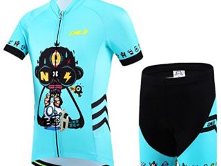 Ateid - Maillot de ciclismo para niños, manga corta, con pantalón, color Robo-Schädel, tamaño 146