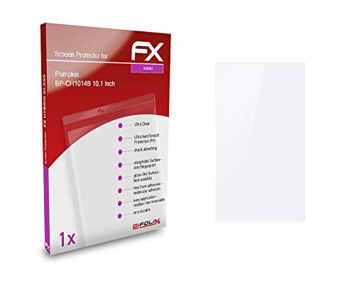 atFoliX Lámina Protectora de plástico Cristal Compatible con Pumpkin BP-CH1014B 10.1 Inch Película Vidrio, 9H Hybrid-Glass FX Protector Pantalla Vidrio Templado de plástico