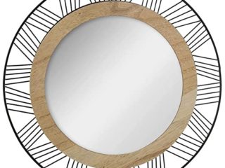 ATMOSPHERA CREATEUR D'INTERIEUR - Espejo Redondo de Madera y Metal Joe D45 cm (JJ333)
