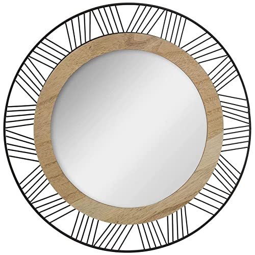 ATMOSPHERA CREATEUR D'INTERIEUR - Espejo Redondo de Madera y Metal Joe D45 cm (JJ333)