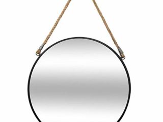 ATMOSPHERA CREATEUR D'INTERIEUR Espejo Redondo Negro con Cuerda DIAM.38CM, Schwarz, cm Unisex Adulto