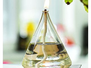 Audasi Transparente Lámpara De Aceite De Vidrio de Quemador Decoración de Interiores, decoración de Mesa Aceite de lámpara no Incluido (Cono)