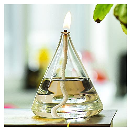 Audasi Transparente Lámpara De Aceite De Vidrio de Quemador Decoración de Interiores, decoración de Mesa Aceite de lámpara no Incluido (Cono)