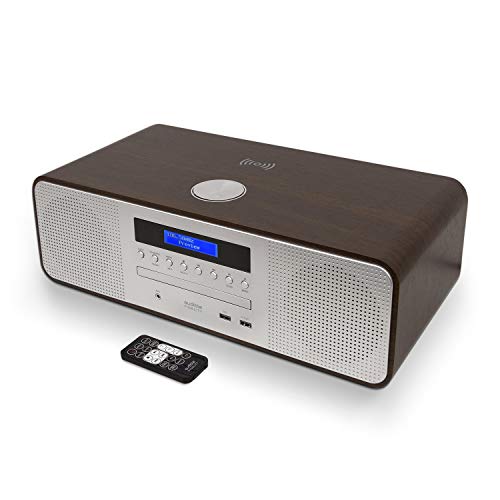 AUDIBLE FIDELITY Complete Hi-Fi Dab/Dab+ Stereo System CD Player with Speakers, Bluetooth, MP3 Playback, FM & Digital Radio, Wireless Charging & USB Charging with Remote Control