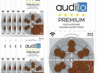 Audilo Premium batería de audífono 312 (PR41) | Para todas las clases de Audífono [Largo plazo] 1.45V [Aire de Zinc] [Sin Mercurio] Paquete de 60 pilas de Audífono