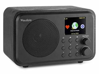 Audizio Venice - Radio por Internet con WiFi y Bluetooth, Control Remoto - Alimentación por batería o Red eléctrica, 99 emisoras, Alarma y Sleep Timer, Toma de Auriculares, Pantalla en Color (Negro)
