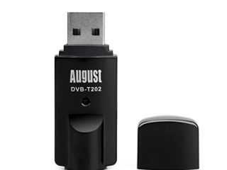 August - Sintonizador de TV USB Freeview DVB-T202 - Ver TV en su PC - No necesita conexión a Internet - Compatible con Windows 10/8/7/Vista/XP