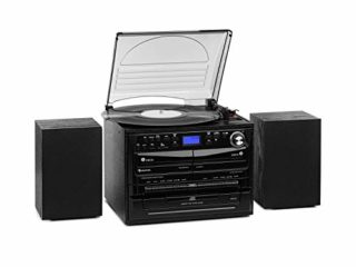 auna 388-DAB+ - Equipo de música, Minicadenas de música con Reproductor de vinilos, Equipo de música para casa con Bluetooth, Radio FM y Dab+, MP3, Display LCD, USB, SD, Mando a Distancia, Negro