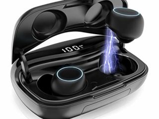Auriculares Bluetooth, iPosible Auriculares Inalámbricos Mini Twins Estéreo In-Ear Bluetooth 5.0 Sonido Estéreo Auricular con Caja de Carga Portátil y Micrófono Integrado para iOS y Android