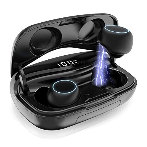Auriculares Bluetooth, iPosible Auriculares Inalámbricos Mini Twins Estéreo In-Ear Bluetooth 5.0 Sonido Estéreo Auricular con Caja de Carga Portátil y Micrófono Integrado para iOS y Android