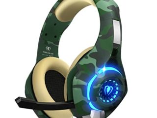 Auriculares Gaming con Micrófono, Cascos Gaming con Nivel de Sonido Envolvente Rico, Orejeras Proteicas y Micrófono Omnidireccional, Color Camuflaje, para PS4 PS5 PC Xbox One Switch