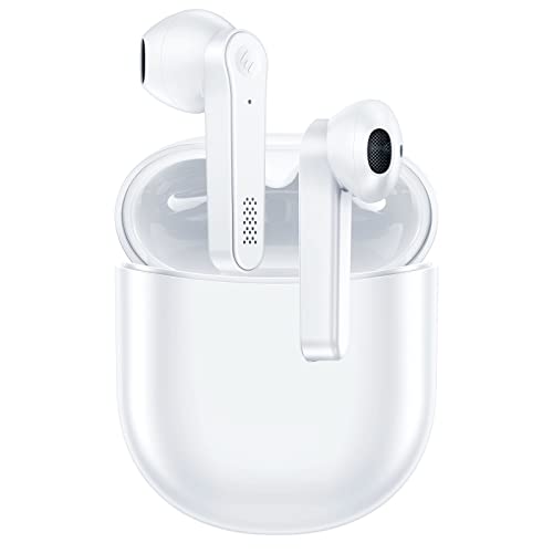 Auriculares Inalambricos - Auriculares Bluetooth 5.0 con Control Táctil - Cascos Inalámbricos Bluetooth con Micrófono Incorporado - IPX5 - para iPhone Samsung Huawei Xiaomi(Blanco)