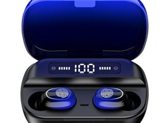 Auriculares inalambricos Bluetooth 5.1 IPX7 impermeable Auriculares inalámbricos Deep Bass In Ear con control táctil y pantalla LED 3500mAh para deportivos azul