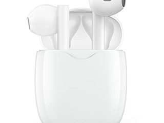 Auriculares Inalámbricos AOVOCE Cascos Bluetooth 5.1 con micrófono HiFi Control Táctil IPX5 Impermeable 30 Hora USB-C para iPhone Huawei Xiaomi Samsung Android(Blanco)