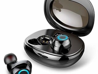 Auriculares Inalámbricos, Rinsmola Auriculares Bluetooth 5.0 Mini Cascos Inalámbricos IP7 Impermeable In-Ear Auriculares Deporte con Caja de Carga USB-C y Micrófonos, Hi-Fi Estéreo, Control Tactil