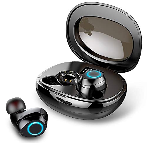 Auriculares Inalámbricos, Rinsmola Auriculares Bluetooth 5.0 Mini Cascos Inalámbricos IP7 Impermeable In-Ear Auriculares Deporte con Caja de Carga USB-C y Micrófonos, Hi-Fi Estéreo, Control Tactil