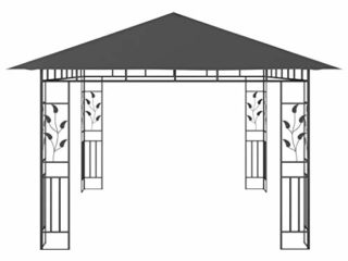 Ausla Toldo de Jardín, Gazebo de Jardín Techo Corredizo de Tela Antracita Construcción de Metal Resistente para Jardín