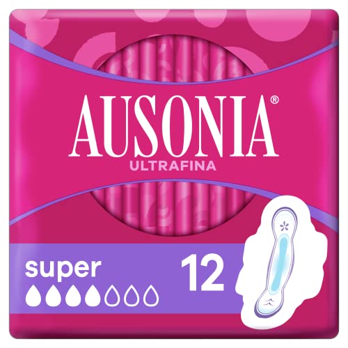 AUSONIA Super Compresas con Alas Absorbentes, Neutralizan El Olor, Finas, 12 Unidades
