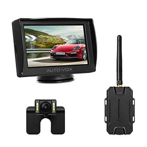AUTO-VOX M1W Cámara retrovisora inalámbrica, monitor TFT LCD de 4,3 pulgadas con impermeabilidad IP68 LED visión nocturna Cámara
