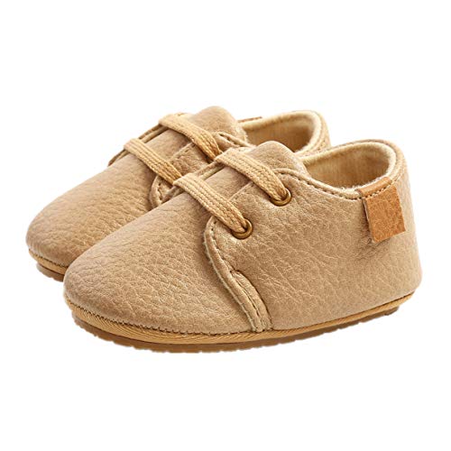 Auxm Zapatos para bebé de 0 a 18 meses, zapatos para niños y niñas, zapatos para aprender a andar, con cordones, color, talla 19 EU