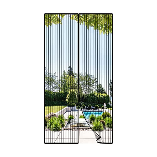 Auxmir Mosquitera Puerta Magnetica, 80x200cm, Cortina Mosquitera Puerta Exterior Corredera Patio Balcón Terraza, Antimosquitos con Imanes, Negro