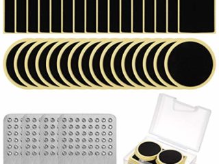 AUXSOUL 36 Piezas Parches de Reparación de Bicicletas,Parches de Neumáticos de Bicicleta,Kit de Parche Autoadhesivo sin Pegamento, Kit de Parches para Bicicletas con 4 Escofinas y 1 Caja Almacenaje