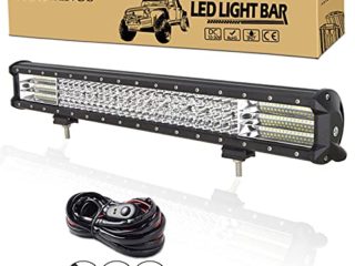 AUXTINGS Barra de luces LED 23 pulgadas 570W 4 filas foco combinado de inundación luces todoterreno luz de trabajo con arnés de cableado para camión Jeep SUV ATV UTV luces de barco 12V 24V impermeable