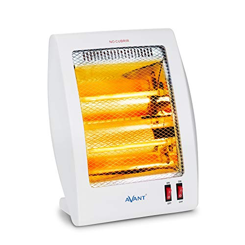 AVANT AV7554 - Estufa Eléctrica De Cuarzo con 2 Tubos, 800w con 2 Niveles De Potencia: 400 W - 800 W. Interruptor Antivuelco, Protección Térmica. Color Gris