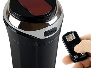 Avril Tian Cenicero de Coche, Taza de Cenicero Portátil con Encendedor Sin Humo Desmontable y Luz LED Azul Cenicero de Coche Recargable de USB con Tapa