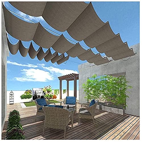 AWAING Malla Sombreo Extensible,Tela para Sombra Toldo de pérgola retráctil en Forma de U, Cubierta de Sombra Ondulada, Cortina Enrollable Utilizada para Patio, Cubierta de pabellón, Personalizable