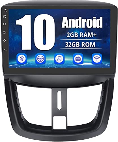 AWESAFE Android 10.0[2GB+32GB]Radio de Coche para Peugeot 207 2006-2015, 9 Pulgadas Pantalla Táctil, Autoradio con WIFI/Bluetooth/GPS/FM/RDS/USB/RCA, Apoyo Mandos Volante, Aparcamiento,Cámara Trasera
