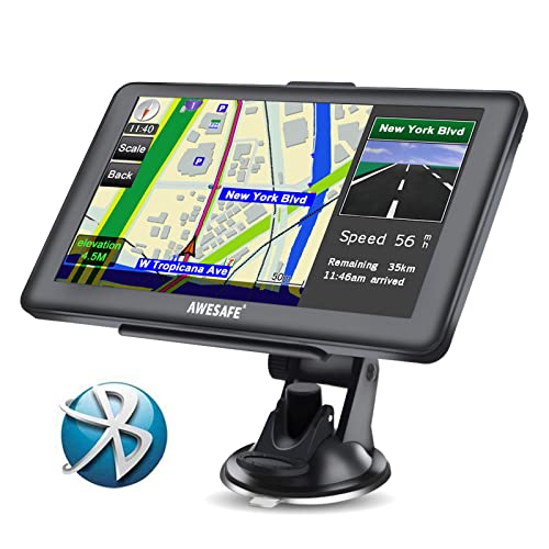 AWESAFE GPS para Coche de 7 Pulgadas Pantalla con Bluetooth