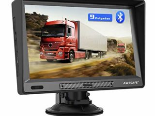 AWESAFE Navegador GPS para Camiones y Coches de 9 Pulgadas, con Visera y Bluetooth, Actualizaciones de Mapas de Europa para Toda la Vida