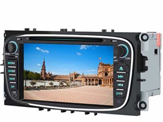 AWESAFE Radio Coche 7 Pulgadas para Ford con Pantalla Táctil 2 DIN, Autoradio de Ford con Bluetooth/GPS/FM/RDS/CD DVD/USB/SD, Admite Mandos Volante, Mirrorlink y Aparcamiento (Negra)