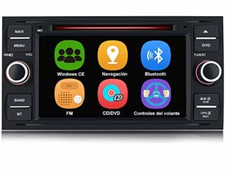 AWESAFE Radio Coche 7 Pulgadas para Ford con Pantalla Táctil 2 DIN, Autoradio de Ford con Bluetooth/GPS/FM/RDS/CD DVD/USB/SD, Apoyo Mandos Volante, Mirrorlink y Aparcamiento (Negra)