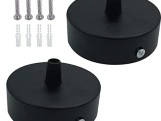 AWYY Rosetón de Techo de Metal Negro de 2 Piezas, Rosetón de Techo de Metal, Roseta de Techo Negro, Embellecedor para Lámpara de Techo Negro, para Iluminación Colgante, Luces de Pasillo