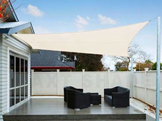 AXT SHADE Toldo Vela de Sombra Rectangular 3 x 4 m, protección Rayos UV Impermeable para Patio, Exteriores, Jardín, Color Crema