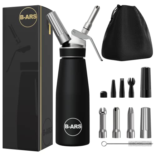 B-ARS Sifón Cocina Espumas Sifón para Nata Sifón de Cocina Profesional Dispensador de Cremas Batidas Cuerpo de Aluminio Capacidad 500ml