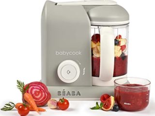 BÉABA Babycook Solo, Robot de cocina infantil 4 en 1, Tritura, cocina y cuece al vapor, Cocción rápida, Comida casera y deliciosa para bebés y niños, Comida variada para tu bebé, Gris