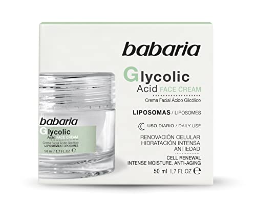 Babaria - Crema Ácido Glicólico - Crema facial antiarrugas con ácido glicólico libre y liposomado - 50 ml