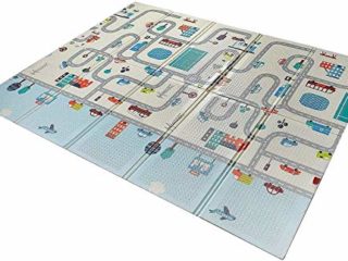 Babify Alfombra de Juegos para bebés espesor 1.5 cm. Plegable, Antideslizante, extragrande, reversible, impermeable, portátil, de doble cara, para niños pequeños y bebés (180x200x1.5cm)