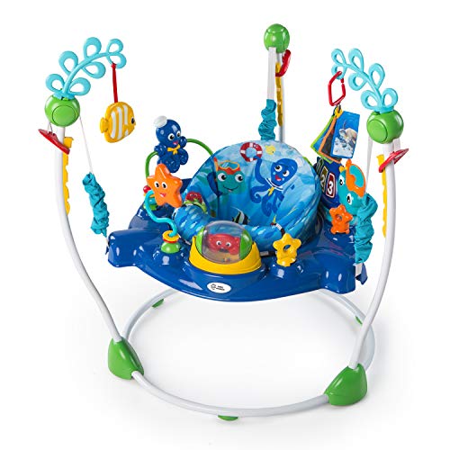 Baby Einstein, Saltador y Centro de actividades Neptune's Ocean Discovery con 15 juguetes interactivos multilingües, luz y música, altura ajustable