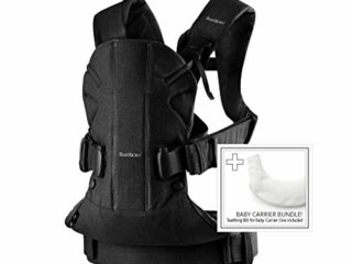 BabyBjörn Babybjörn Mochila Porta Bebé One, Cotton Mix, Negro & Babero Blanco 1 Unidad 1030 g